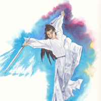 Li Lianhua dancing with his sword